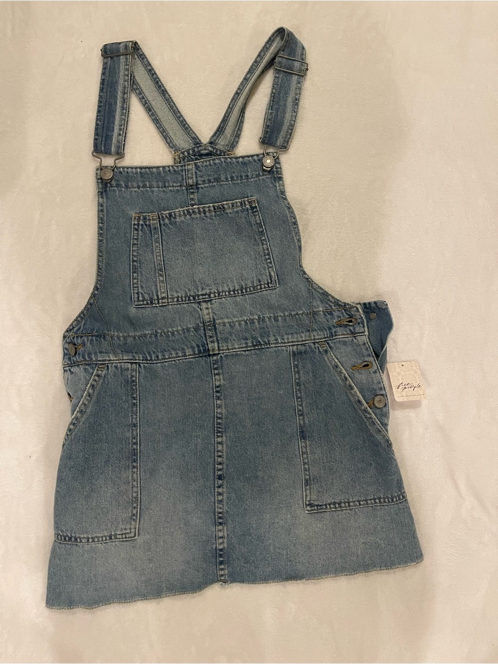 Free People Light Blue Denim Overall Dress